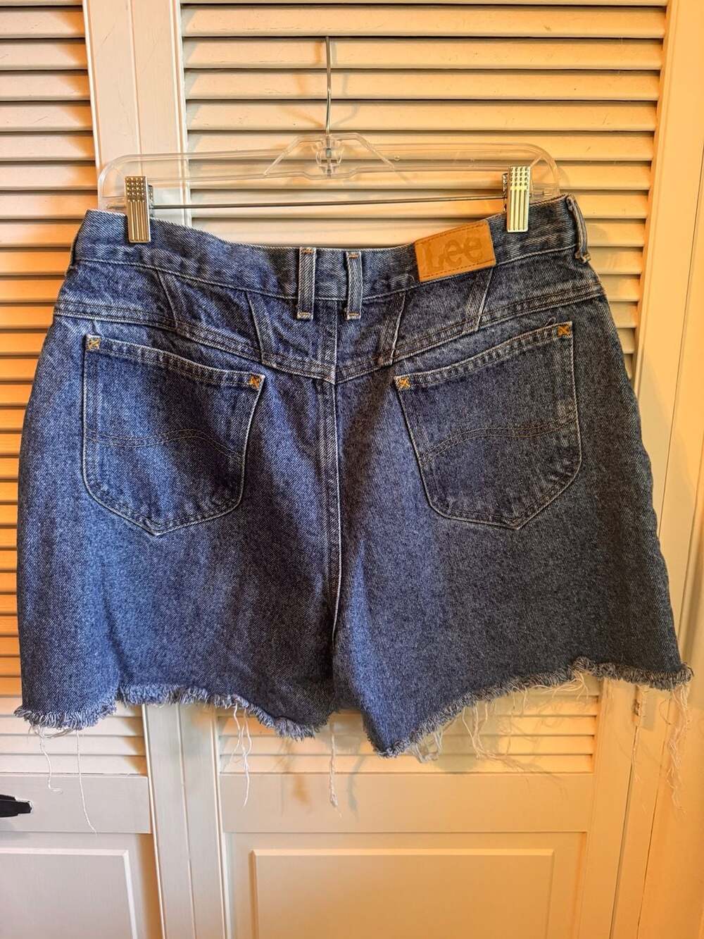 Vintage Lee High Waisted Denim Cut Off Shorts Stonewash Blue